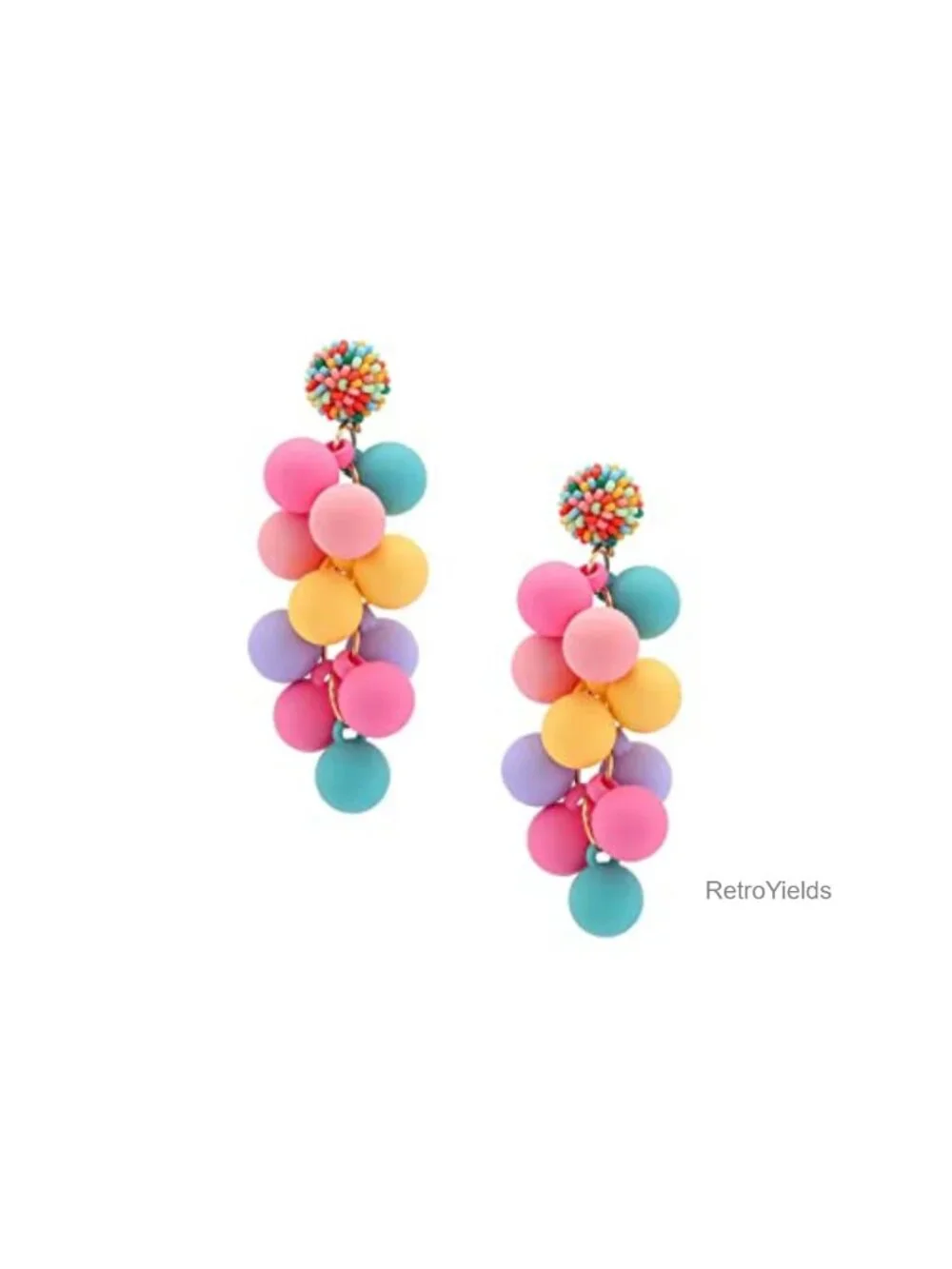 Acrylic Bead Dangle Earrings, Colorful Statement Drop Earrings, Cute Candy